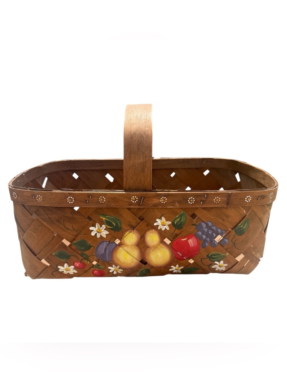 Vintage Hand Painted Gathering Basket Fruit Basket Cottagecore Farmhouse Decor